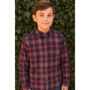 Tommy Hilfiger Boys Red Navy Plaid Flannel Shirt 12-14 /Large Long Sleeve NWT
